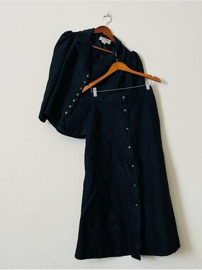 Vintage Wahmaker SIZE 10 & 12 black Victorian floral style jacket and skirt set